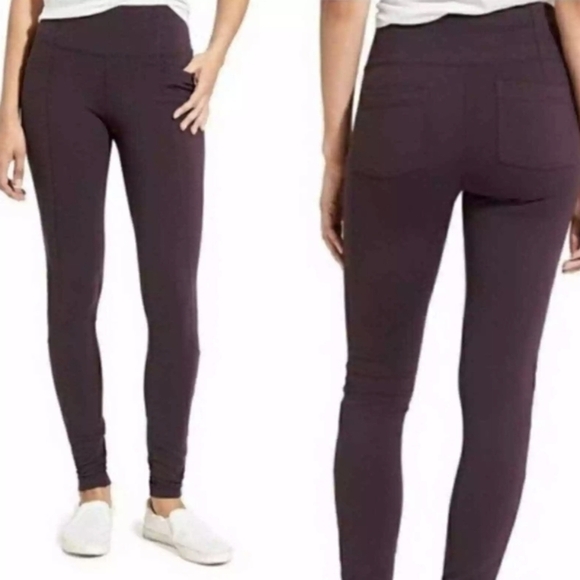 Athleta Metro High Waist Leggings Plum Pockets Womens Size Medium Casual - Picture 1 of 8